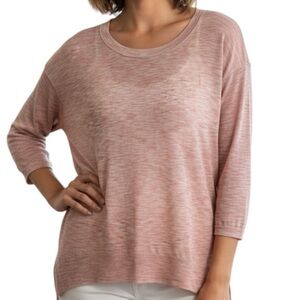 NWT Aritzia Wilfred Sz M Balzac Linen Blend Sweater In Space Dye Dragee Pink